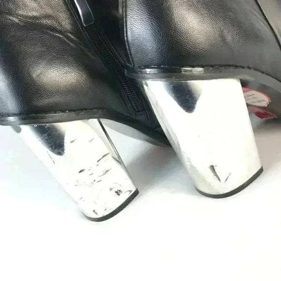 Material Girl Y2K Cyber Core Black Boots • Silver Block Heel • EU 39.5 - Picture 9 of 10